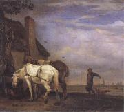 POTTER, Paulus Two Drafthorses in Front of a Cottage (mk05) Sweden oil painting artist